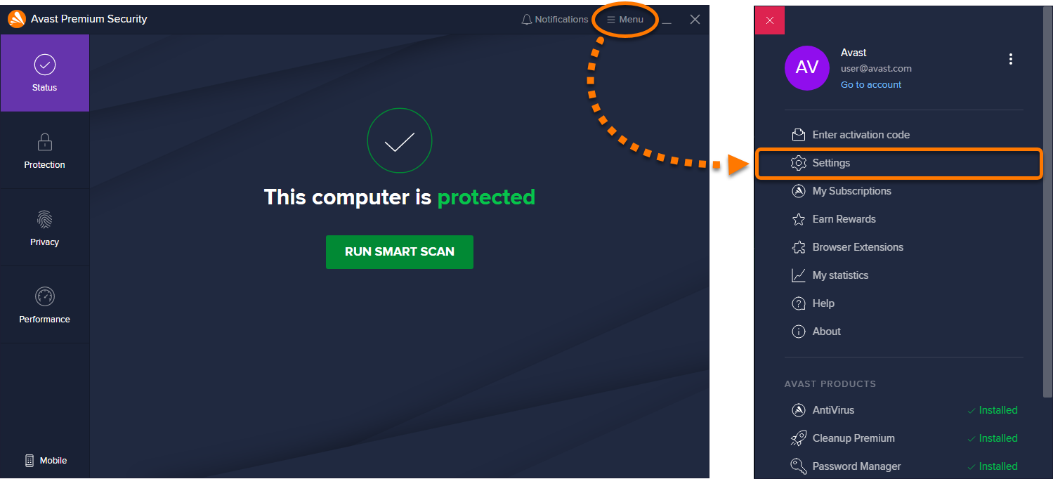 free avast security for mac change scheduled scans